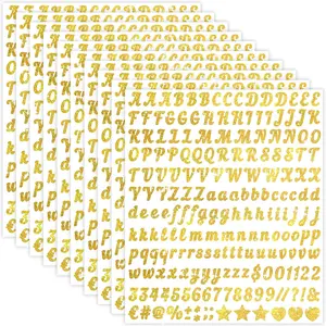 2000Pcs Glitter Alphabet Letter Stickers 0.5Inch Self Adhesive Waterproof Vinyl Small Letters for Graduation Cap Water Bottles Mailbox Number Scrapbooking Journal Home Decor Gold