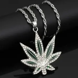 Rheinstone Maple Leaf Panderlace Necklace, Zinc Alloy Chains and Connections, punk hip-hop-style clothing and jewellery, parties and everyday fashion accessories