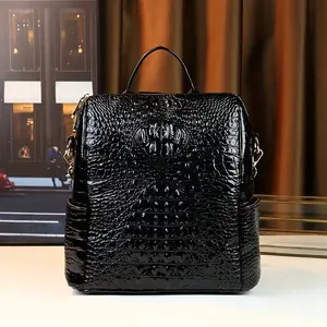 "Casual Crocodile-Pattern PU Backpack | Waterproof & Stylish"