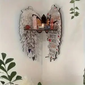 Bohemian Style Angel Wing Corner Shelf Display, Valentine's Day Decor for Home, Bedroom, Living Room, Bathroom
