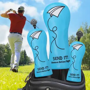 Blue Golf Club Cover with Adorable Airplane Design, Dust-Proof and Water-Resistant Fabric, Perfect Gift for Holidays, Golf Accessory