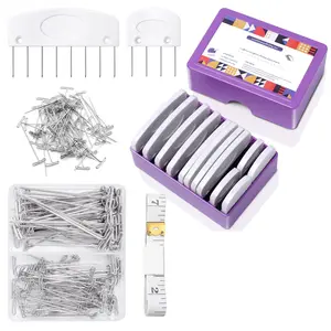 130Pcs Knit Blocking Pins Kit - 20 Professional Blocking Combs & 110 T-Pins - Complete Crochet Block Set with Measuring Tape - Multi-Size Project Organizer with Storage Box