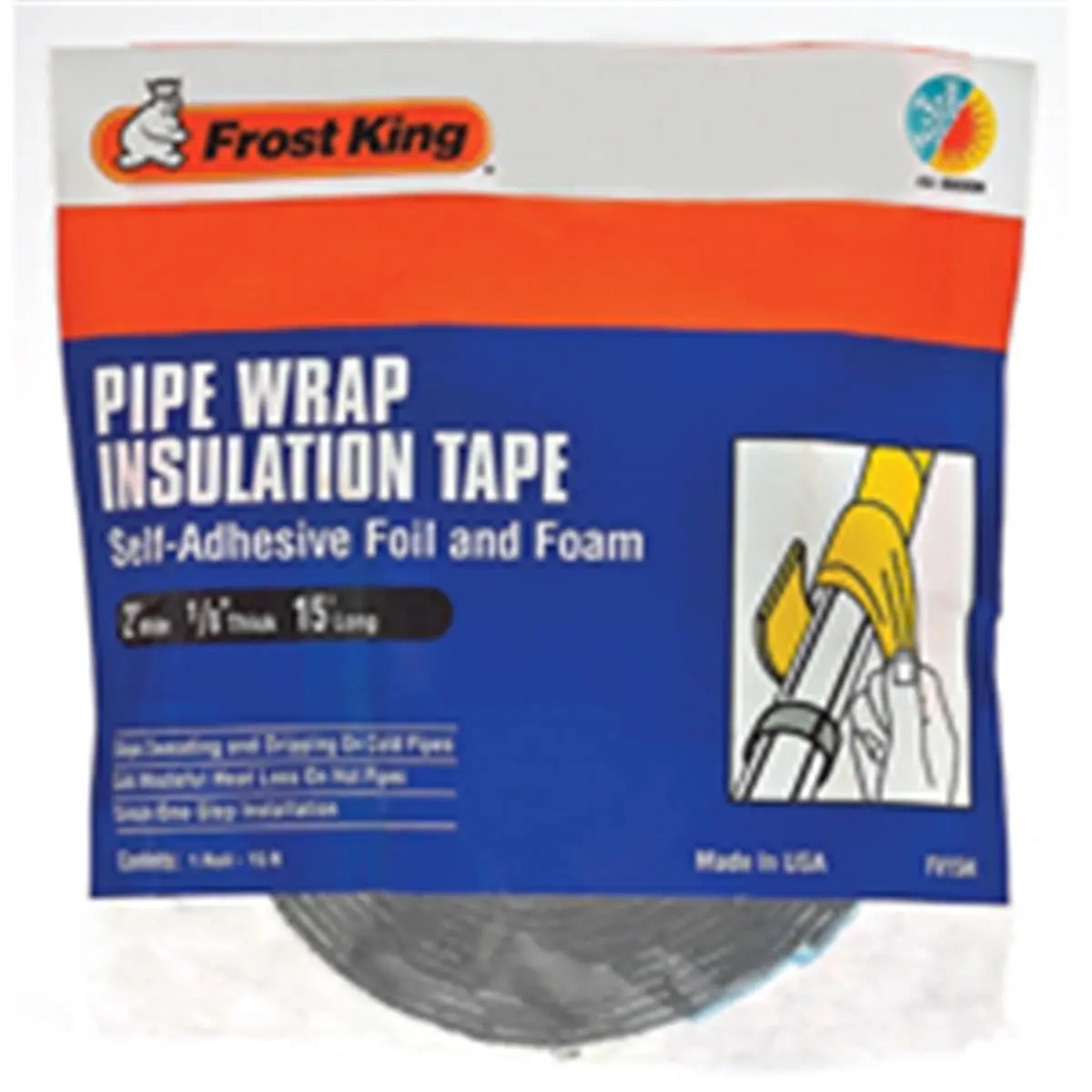 Thermwell Products FV15H Foam & Foil Pipe Wrapping Insulation, Self Adhesive Tape for Hot and Cold Pipes Sealing, 1/8 in., 2w in. x 15 l ft., 0.44 lbs.