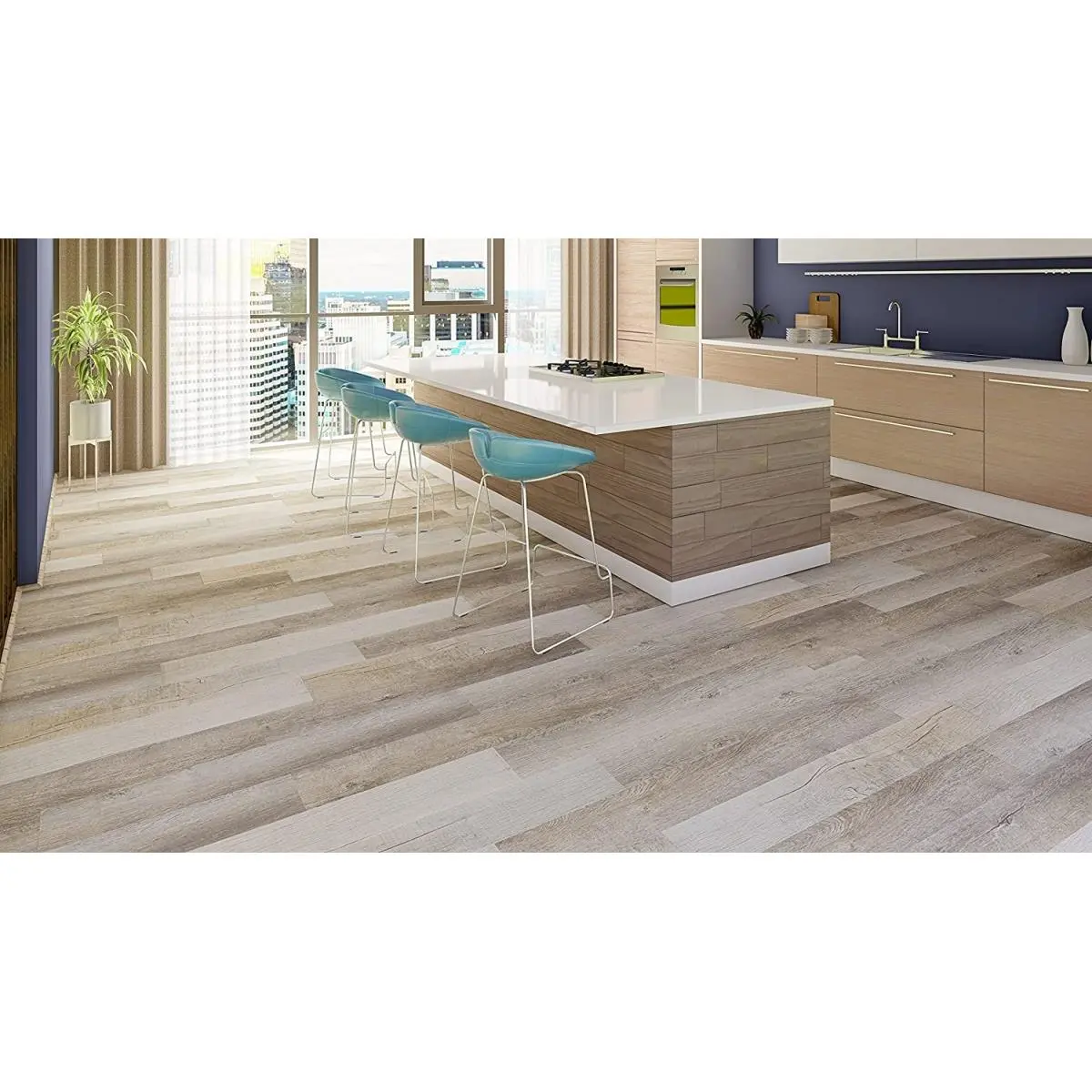 East West Furniture CA-47EC10 Capitola Surrey Beige SPC Flooring Plank (4 mm x 7 in x 48 in, Size S), 20 mil Wear Layer, I4f Click Lock, Easy to Install, Noise Absorbing, Rigid Core, Waterproof, Low-Maintenance, Durable