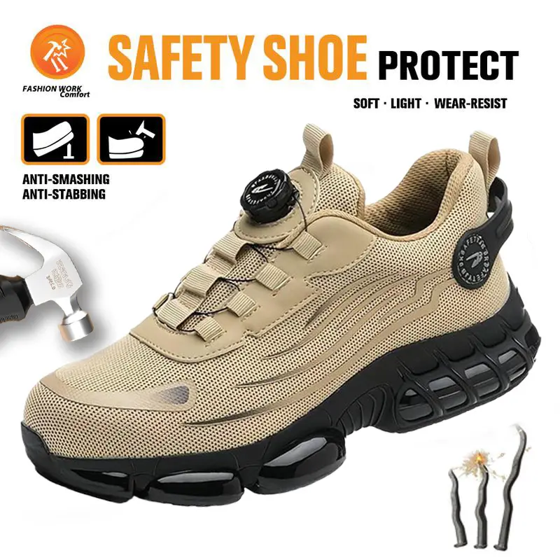 Durable Composite Toe Work Sneakers For Men Breathable Mesh Anti-Slip