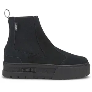 PUMA Womens Mayze Suede Round Toe Platform Chelsea Casual Boots Ankle Low Heel 1-2" - Black PUMA Womens Mayze Suede Round Toe Platform Chelsea Casual Boots Ankle Low Heel 1-2" - Black