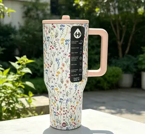 HydroJug Rodeo 40oz Limited Edition Insulated Stainless Steel Tumbler, Portable Stainless Vacuum Flask, Nature's Small Flowers Print, Triple Insulation, Leak-Proof Travel Drinkware for Daily Hydration