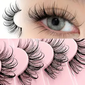7 pairs of cartoon style, natural, moisturizing effect, grafting style, fork mink, transparent tape, 3D soft long cat eyes, natural eyelash extension, Cosmetic False Lashes, Eyelashes Extensions, makeup tool