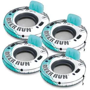 Intex River Run 1 53" Inflatable Floating Water Tube Lake Raft, Red (4 Pack)