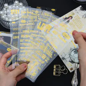 Letter Pattern Creative Sticker, 6 Counts/set Waterproof PET Material Decorative Sticker, DIY Decorative Sticker for Scrapbooking, Journaling, Gift Wrapping