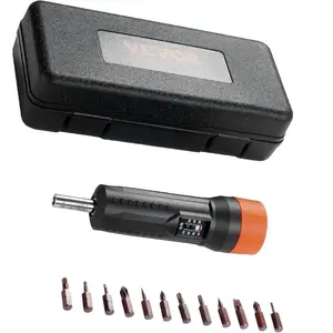 fathersdaygift VEVOR 1/4 Drive Torque Screwdriver Wrench Set 10-70 in-lbs Torque Adjustment Range 1 in-lb Increment Torque Screwdriver Driver Bits Set with View Window, 12 Bits Case, Magnetic Function