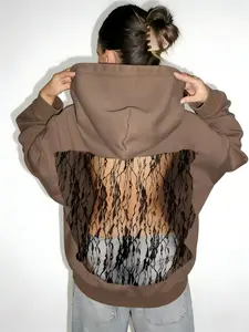 Y2K Floral Embroidery Sheer Back Hoodie| Sexy Black See-Through Sweatshirt for Women| Streetwear Aesthetic Club Yacht Hoodie