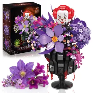 Clown Flower Bouquet Building Blocks Set, Gothic Botanical Collection for Horror Fans, Creepy and Satisfying Creative Project, Unique Gift for Movie Lovers, Dark Aesthetic Home Decor—Perfect for Spooky Season Display