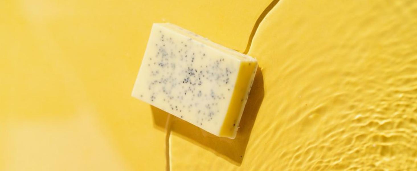Lemon Poppy Seed Bar Soap, Organic Herbal Skin Cleanser Detox with Essential Oils