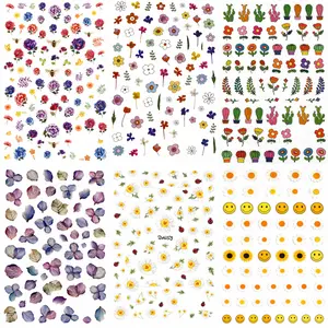 Floral Nail Stickers Set – Cute Flowers, Daisy, Leaves & Smiley Nail Art Decals