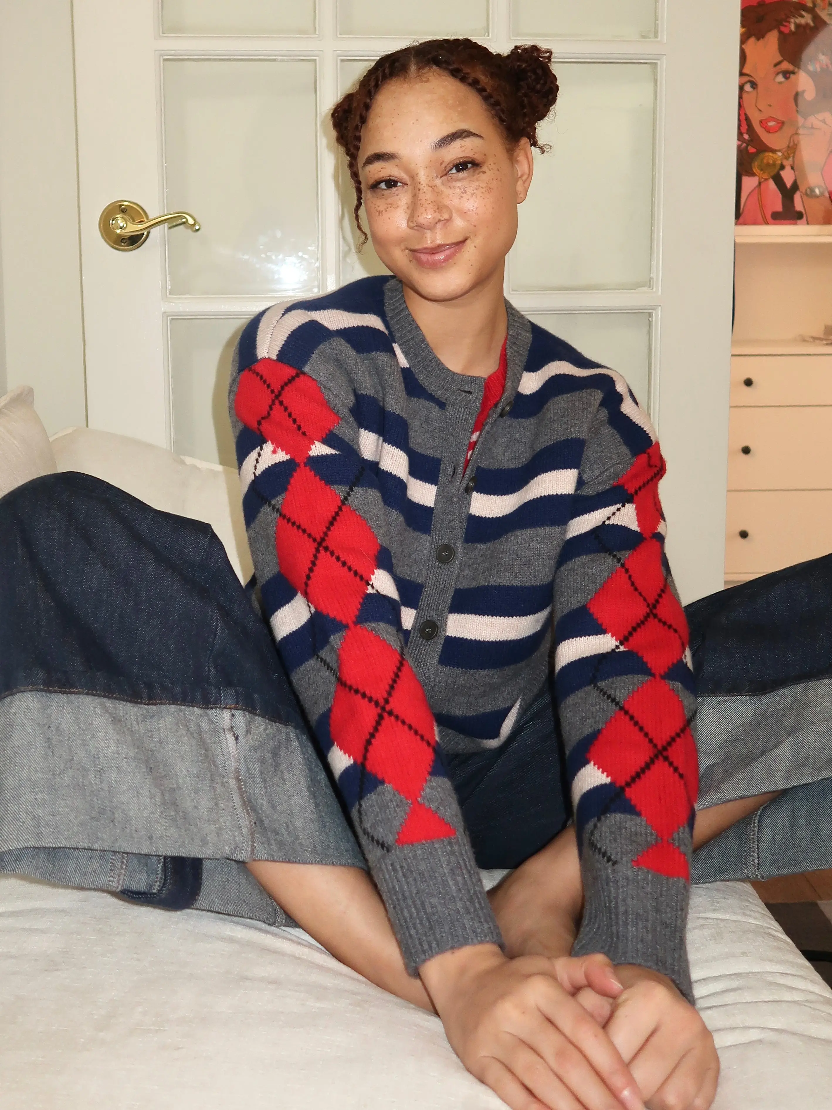 Didi Cardigan in Argyle Stripe Multi