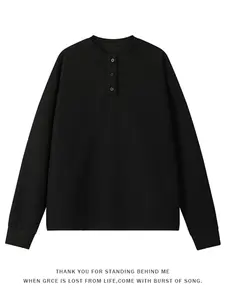 Men's Waffle Knit Henley Shirt, Long Sleeve Button Neck Casual T-Shirt, Comfortable and Stylish Top for Daily Wear
