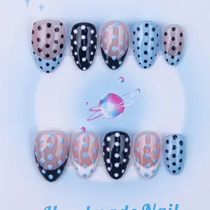 Nailssbysheccid, 10pcs press-on nails, short almond shape, simple style, 100% handmade, combined with French style , suitable for family dinners, dates, weddings, it is the best gift for girls! Comes with jelly glue, crystal sticks and shaping strips.