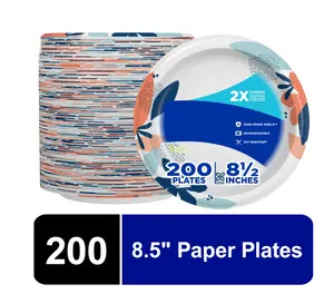 Everyday Disposable Paper Plates 8.5" Multi-Color 200 Count - Versatile and Convenient for Everyday Use Collection