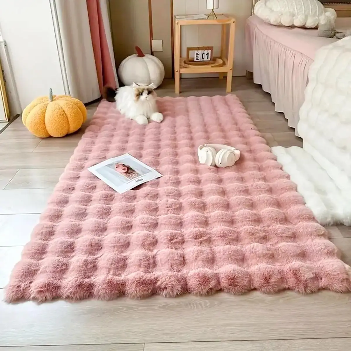 Solid Color Soft Floor Mat, Non-slip Comfortable Area Rug, Decorative Carpet for Home Living Room Bedroom Study Room, Bedside Rug