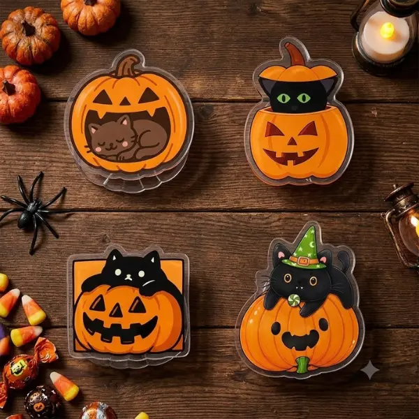 Halloween Black Cat and Pumpkin Phone Grip, Cute Kitty Jack-o-Lantern MagSafe PopSocket, Witchy Cat Phone Socket, Spooky Fall Gift