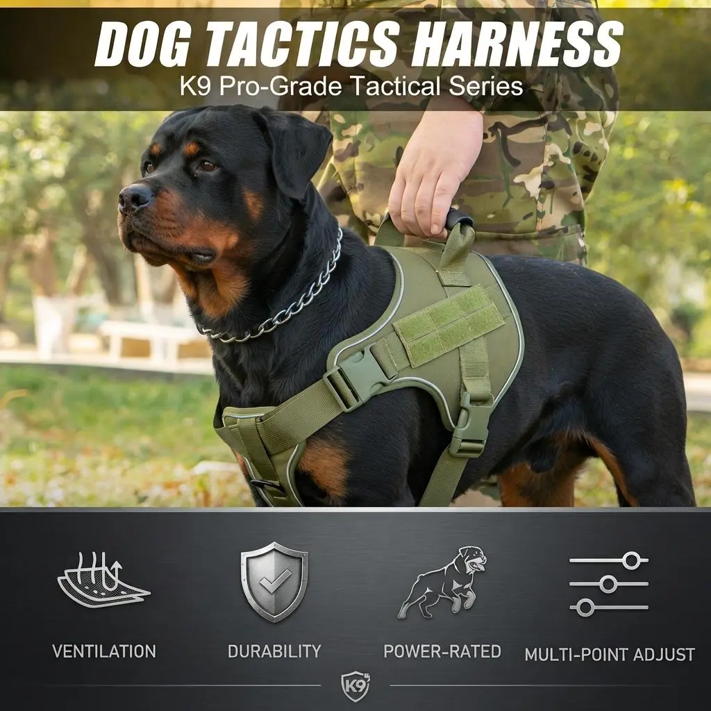 Polyester No-Pull Escape-Proof Dog Harness and Leash Set - Breathable Mesh Vest Harness, Reflective Heavy-Duty Pet Vest for Medium-Large Dogs (Hunting, Training Use)