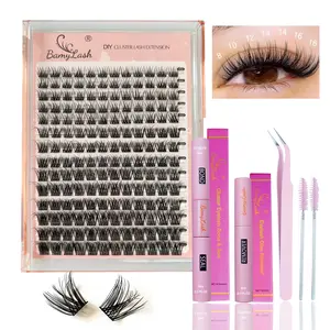 3D Wispy DIY Eyelash Extension Kit 168 Individual Lashes, Natural Wispy D Curl, Includes Dual Glue, Remover, Tweezers, Brushes, Mixed Lengths 0.8-1.6cm, Beginner Friendly, Eyelashes Extensions
