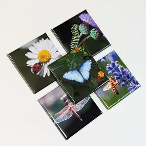 Garden Bugs | Photo Fridge Magnets | Flower Leaf Bug Butterfly Insect Bumble Bee Dragon Fly | Home Decor