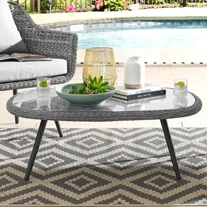Modway Endeavor Outdoor Patio Wicker Rattan Coffee Table in Gray