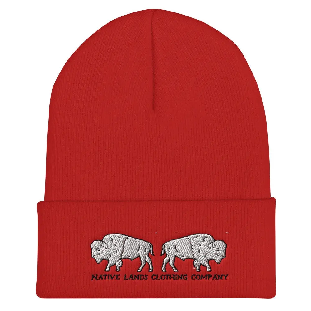 Bison Embroidered Cuffed Beanie - Honoring First Nations, Inuit, Native American Indigenous Cultures