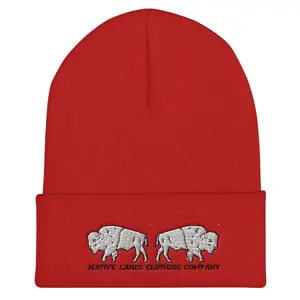 Bison Embroidered Cuffed Beanie - Honoring First Nations, Inuit, Native American Indigenous Cultures