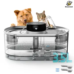 Geoorood Cordless Pet Water Fountain with Smart Sensor 3.5L Battery Powered for Cats and Dogs Includes 2 Filters Cord-Free Shock-Safe 15-Day Runtime Stainless Steel Durable
