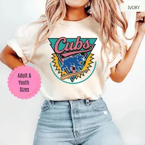 [Sale up to 50%] [Free Ship] Comfort Colors Retro CUBS Baseball T-Shirt, Baseball Season Tee, Vintage Sports Graphic Shirt, CUBS Game Day Baseball Outfit