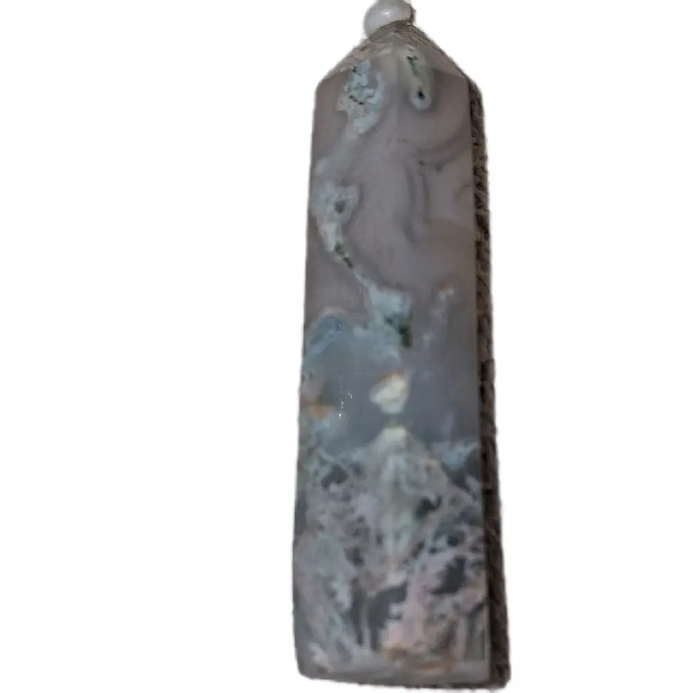 Polished Gray Agate Crystal Point Healing Tower Obelisk Gray/Blue