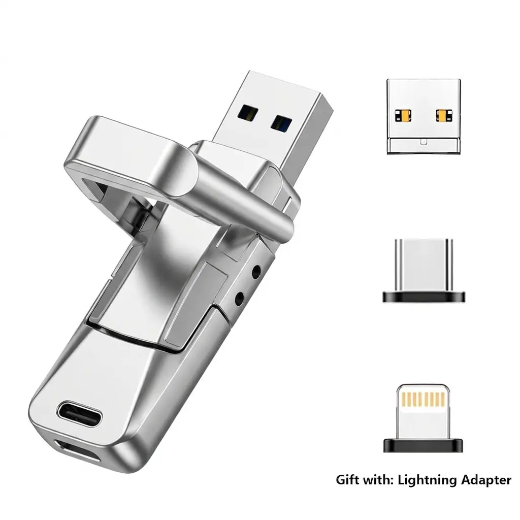 2026 Pro-Grade 3-in-1 Titanium USB Drive: Ultra-High Capacity Type-C Flash with Active Cooling Vents & Hyper-Speed OTG Backup for iPhone/Android/PC - The Ultimate Student & Tech Pro Essential