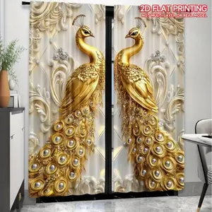 Peacock Pattern Curtains, Polyester Material, Digital Print, Filtered Light, Suitable for Bedroom, Living Room, Office, Home Decor