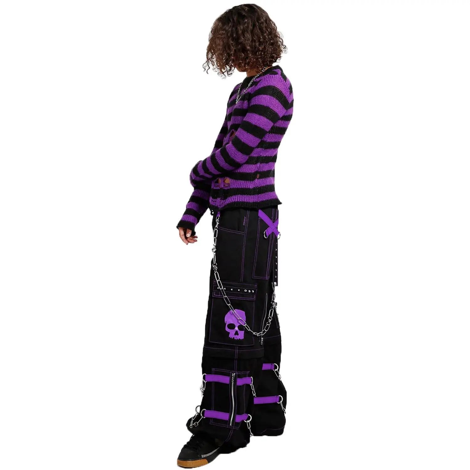 Tripp NYC Skull Bondage Pants [BLACK/PURPLE] - TikTok Shop