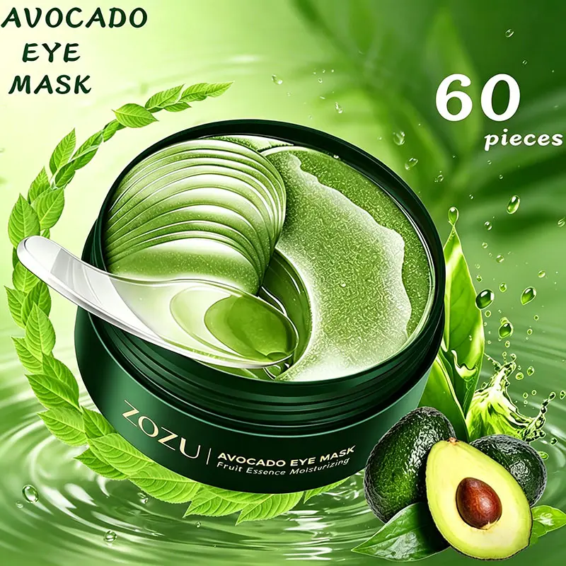 60 PCS Avocado Water Gel Collagen Eye Patches - 100% Gel Eye Treatments, 24-Hour Moisturizing Active Hydrating Daily Care, Dark Circles Treatment, Anti-Puffiness, Fine Lines Smoothing for Anti-Aging Routine Eye Brightener