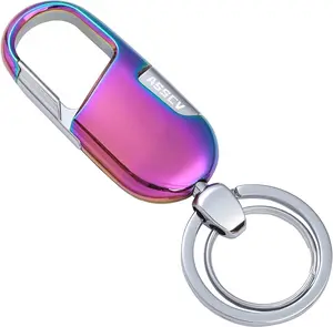 Colorful Chain EDC Keychain with Metal Carabiner, Chain-Attached Gender-Neutral Car Key Fob Accessory, Heavy-Duty Fashion Keychain with Elegant Metal Box, Colorful Chain Keychains, Edc Keychains