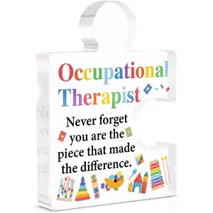 Occupational Therapist Gifts for Women Men - Occupational Therapy Gifts Acrylic Puzzle Piece Plaque Keepsake Present for Birthday Thanksgiving Day Christmas - Therapist Office Desk Decor