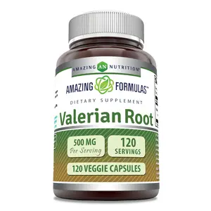 Amazing Formulas Valerian Root 500 Mg | 120 Vegetarian Capsules Supplement | Non-GMO | Gluten-Free | Made in USA