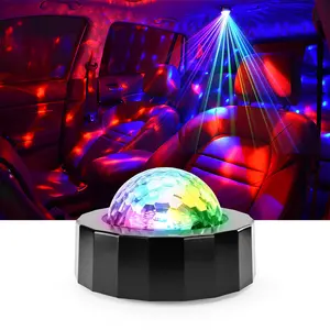 Magnetic Car Disco Ball Light 7 Colors 2 Modes (Sound Activated/Auto Flash) - Magnetic Base, Rechargeable Battery & USB Cable, Vehicle Party Lights for Interior Decor, Game Room & Parties