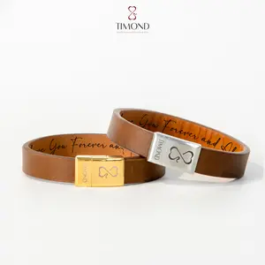 Personalized NFC Shell Cordovan Leather Couple Bracelets - Pair Set of 2 (Infinity Heart Design for Couples)