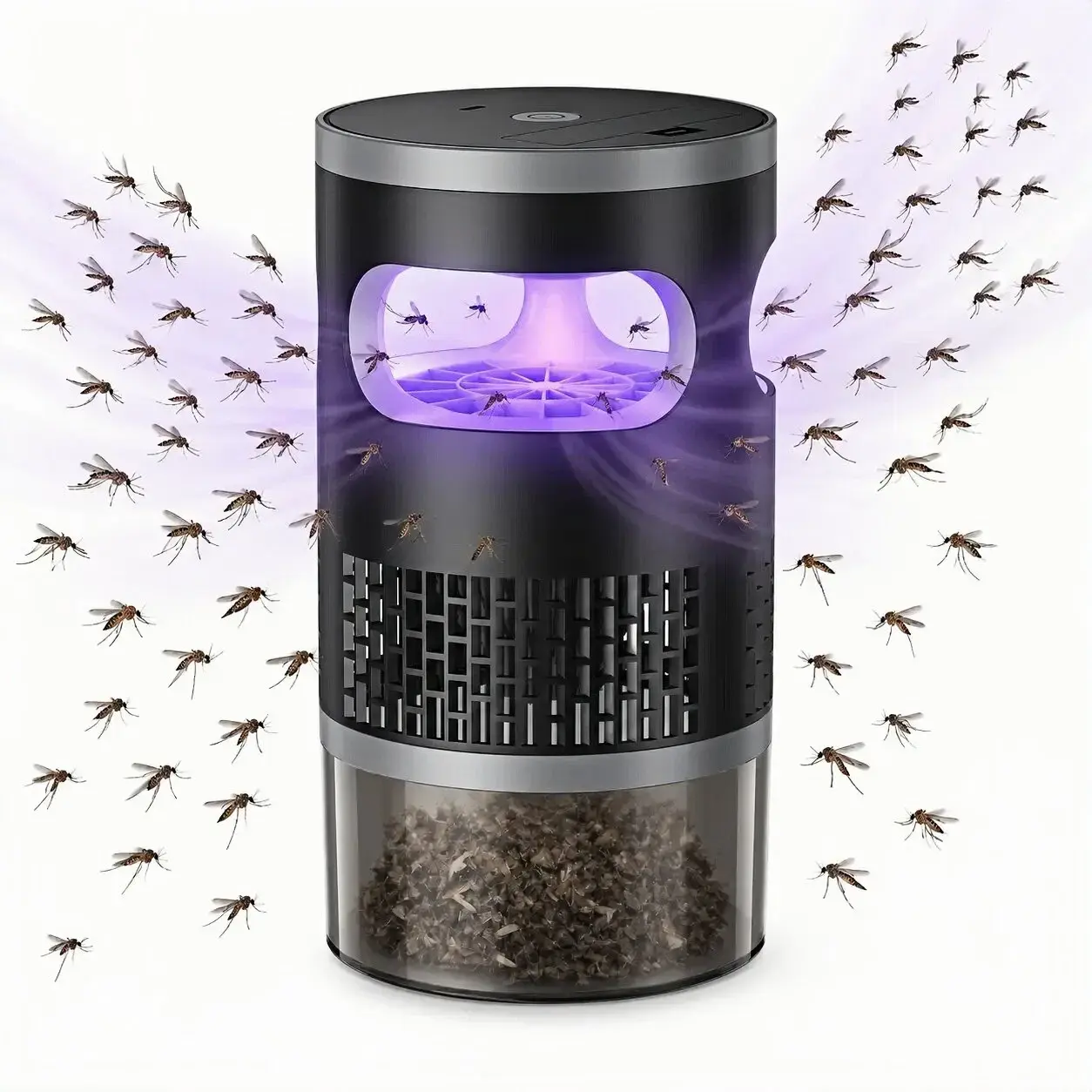 Indoor Flying Insect Trap with UV Light, Portable Bug Catcher for Home, Kitchen, Bedroom, Patio & Camping, Easy-Clean Collection Tray