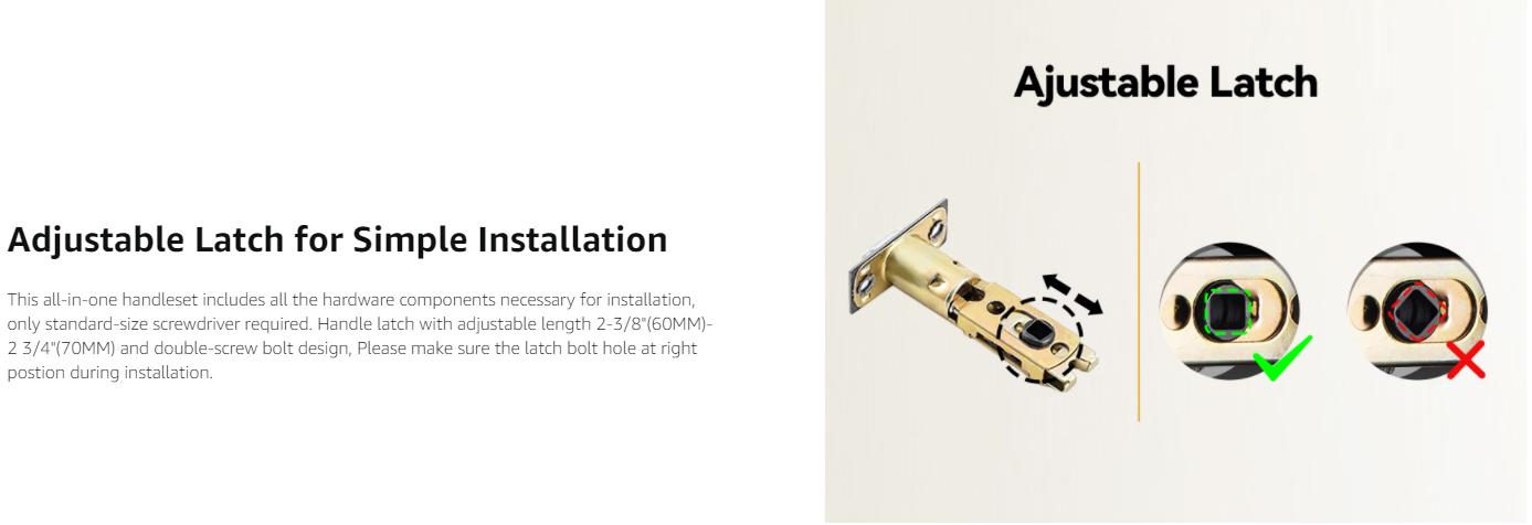 Brightify Antique Brass Front Door Handle No Lock, Classic Exterior Door Handle, Entry Door Handle Reversible for Left & Right Hand Doors