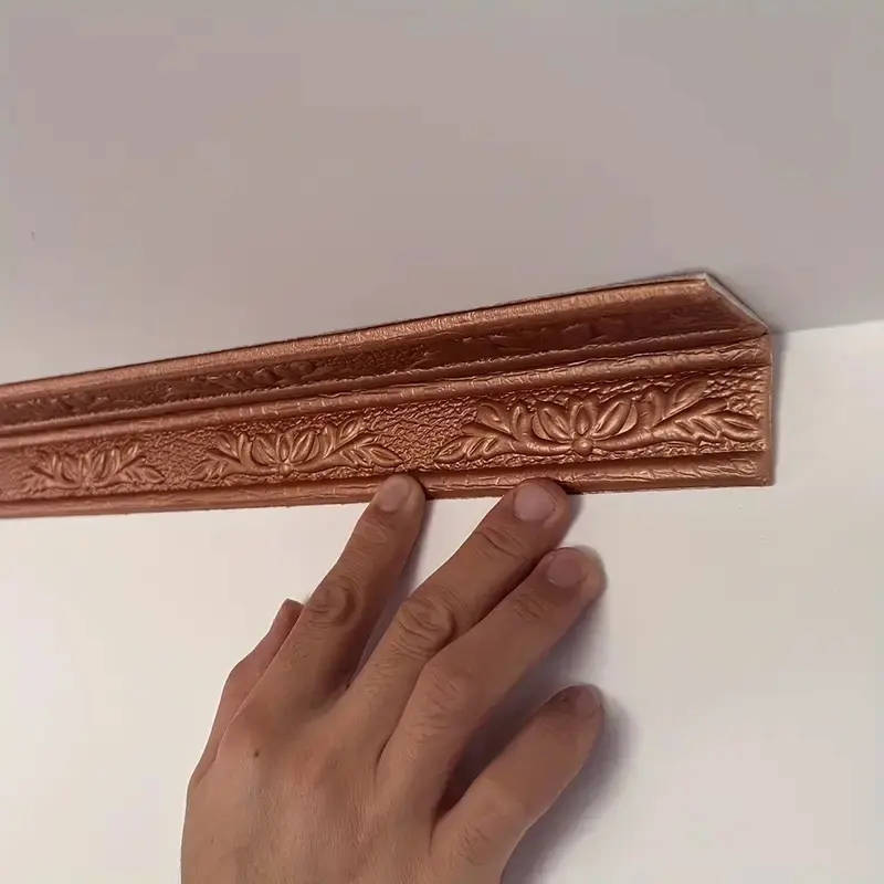 Self-Adhesive Foam Strip, PVC Self Adhesive, for Ceiling & Interior Wall Decoration, Wall Trim, Floral Design, Floral Carving, Waterproof Reusable Easy Installation Modern Style 90.55x3.14 Inch