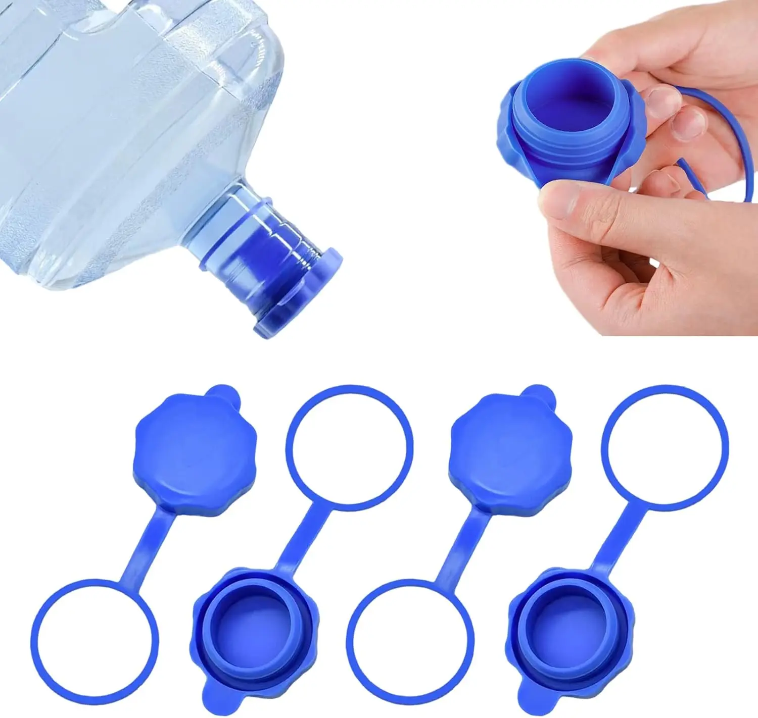 5PCS-3 & 5 Gallon Water Jug Cap, Upgrade Reusable Replacement Caps, Non Spill Lids for 55mm Water Bottle