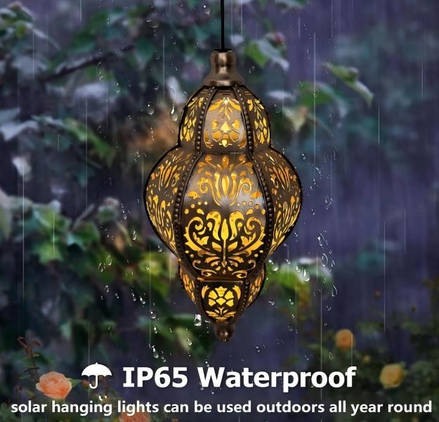 Solar Powered Hanging Lantern Baroque Moroccan Design Waterproof Decorative Garden Light Unique Holiday Party Gift for Patio Yard Home Decor