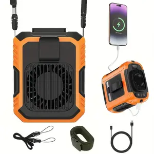 4000mAh Portable Waist Hanging Fan with 40 Hours Cooling, Multi-Speed Ultra-High RPM, Rechargeable Hands-Free Neck Fan, Dual Clips & Flashlight, USB Power Bank for Outdoor Use - Device