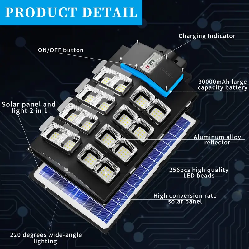 Durable Solar Garden Lights Outdoor, Easy to install,240000LM LED Energy-Efficient , 6500K Motion Sensor, with Remote Control, Dusk to Dawn for Yard, Parking Lot, Commercial Area ,Driveways,IP67 Waterproof Rainy Day Available 7